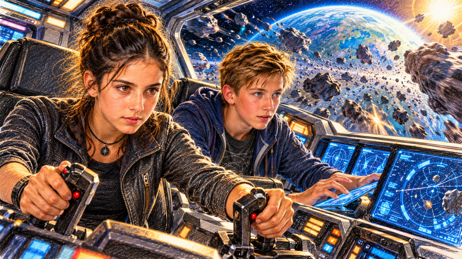 Samantha and Bobby navigating Serendipity through danger
